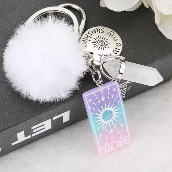None Accessories - Keyring Tarot Card Sun Resin With Puffer Ball Quartz